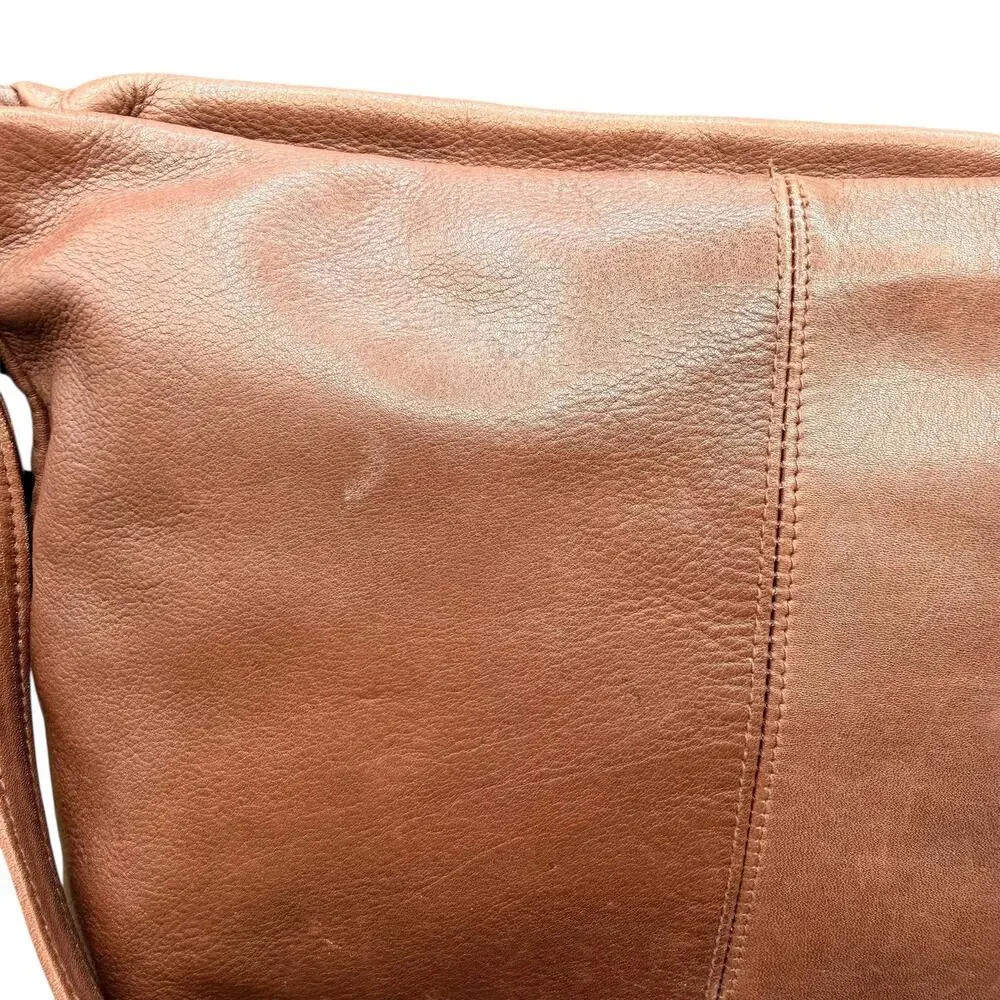 Lord & Taylor Brown Leather Shoulder Bag Slouchy Hobo Zip Tassel